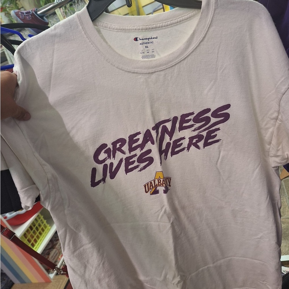University at Albany Tee with Purple Graphic